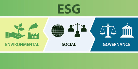 ESG Banner concept. Environmental, social, governance, sustainability, responsibility, illustration