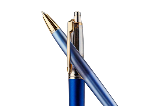 Side view of a ballpoint pen isolated on transparent or white background