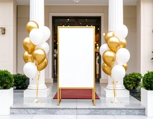 Standing congratulatory board mockup for grand opening event