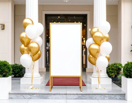 Standing congratulatory board mockup for grand opening event