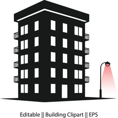 Black Silhouette of Apartment Building