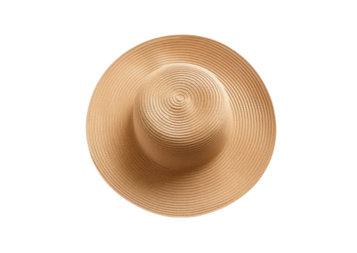 summer straw hat isolated on white or transparent png