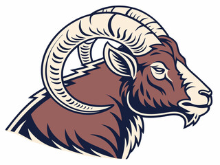 Powerful Ram Standing on a Rock, Ideal for Logos and Sports Teams