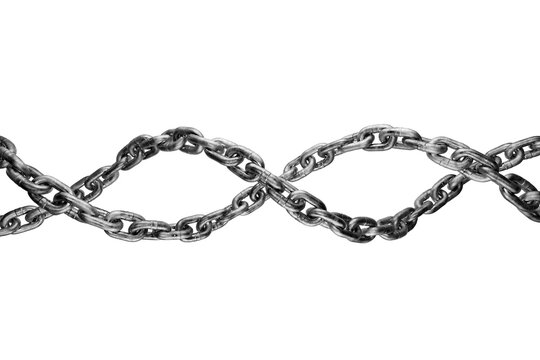 Metal chain frame. Metal chain blank for your design. Several metal chains of different sizes. Metal chain isolated on white, transparent background. 3d render.