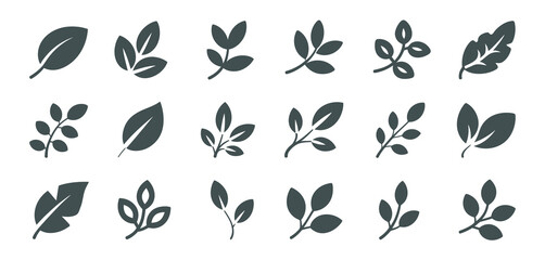 Collection of Simple Leaf and Branch Icons