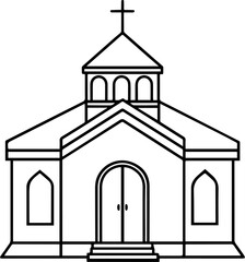 chapel outline vector illustration line art