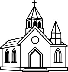 chapel outline vector illustration line art