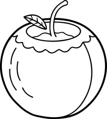 coconut drink outline vector illustration line art