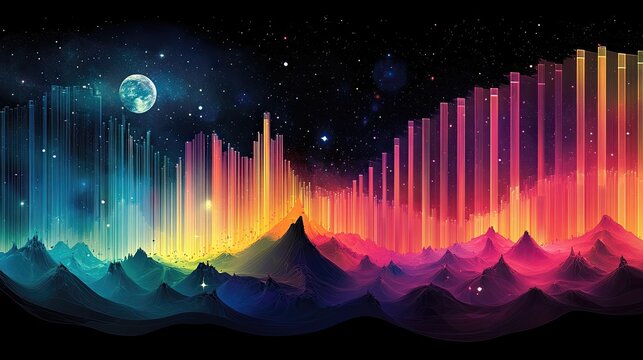Colorful light spectrum chart showing wavelengths from gamma rays to radio waves, with corresponding colors, for scientific and educational use.