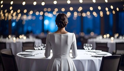 Faceless Figure Sitting at an Empty Party Table Waiting for Guests