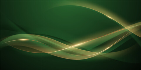 green abstract background design with elegant golden elements vector illustration