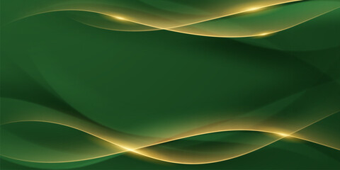 Naklejka na ściany i meble green abstract background design with elegant golden elements vector illustration