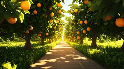Oranges Growing on Trees