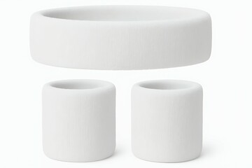 mockup of white set sport sweatband