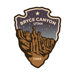Emblem sticker logo illustration of Bryce Canyon National Park, Utah, USA.