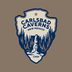 Emblem sticker logo illustration of Carlsbad Caverns National Park, New Mexico, USA.