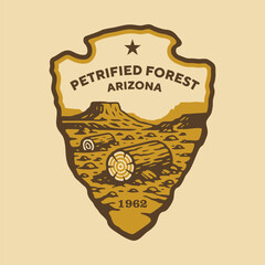 Emblem sticker logo illustration of Petrified Forest National Park, Arizona, USA.