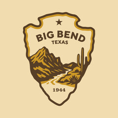 Emblem sticker logo illustration of Big Bend National Park, Texas, USA.