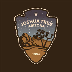 Emblem sticker logo illustration of Joshua Tree National Park, Arizona, USA.