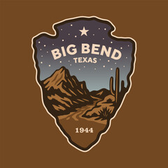 Emblem sticker logo illustration of Big Bend National Park, Texas, USA.