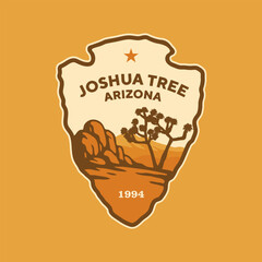 Emblem sticker logo illustration of Joshua Tree National Park, Arizona, USA.