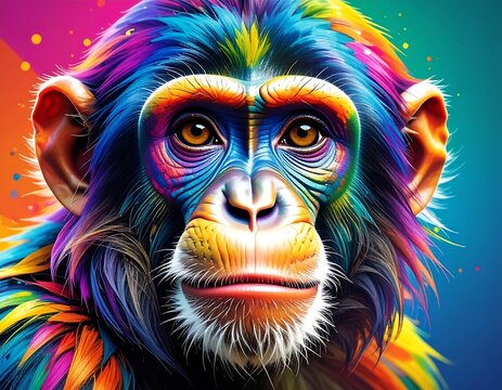 Colorful chimpanzee portrait
