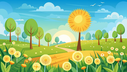 Fototapeta premium spring landscape with flowers