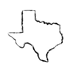Texas map outline concept sketch. Isolated vector graphics hand drawn map of US state.
