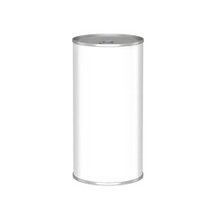 3D Icon silver aluminum plain tin can showing opener view, mockup in close up 