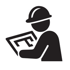 Architect or Engineer Holding Blueprint Icon