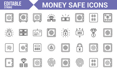 Set of Editable Vault and Lock Symbols | Money Protection and Security Icons
