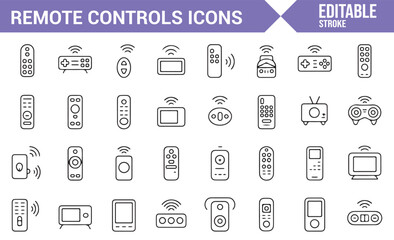 Icon Set for Electronic Devices, Remote Controls, and Security Systems