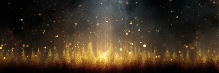 Naklejka premium Golden Christmas Tree Forest Background Illustration