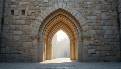 Stone archway with pointed arch design