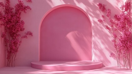 Rendered in a classic style, this podium is a luxurious and abstract way to present products and promote branding