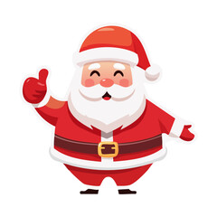 Flat vector illustration in children's style. Cute Santa Claus holding a sack with gifts. Holiday illustration on white background