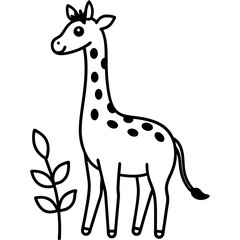 Fototapeta premium Adorable Baby Giraffe Illustration Simple Line Art Design