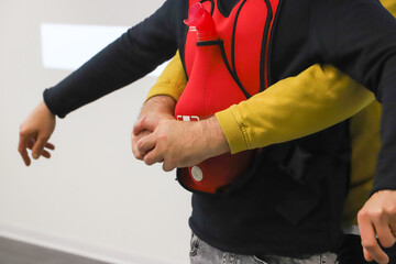 Heimlich manoveur. first aid course - company safety - cardiac massage - Basic Life Support