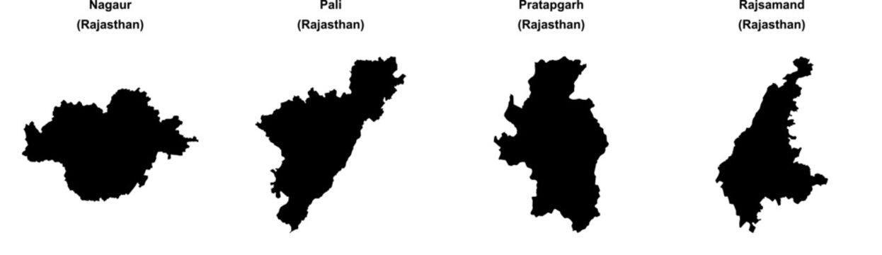Nagaur, Pali, Pratapgarh, Rajsamand outline maps