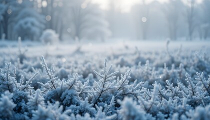 Close-up Hazy Background Image of Hoarfrost Outside Winter Frost Texture Scene