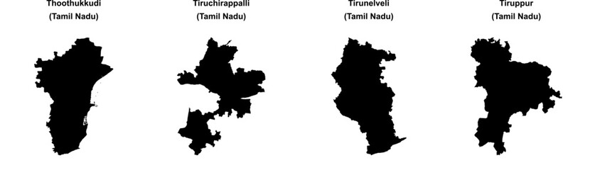 Thoothukkudi, Tiruchirappalli, Tirunelveli, Tiruppur outline maps