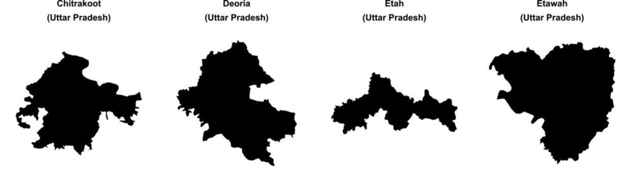 Chitrakoot, Deoria, Etah, Etawah outline maps