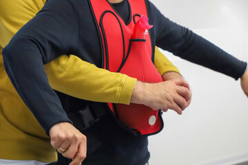 Heimlich manoveur. first aid course - company safety - cardiac massage - Basic Life Support