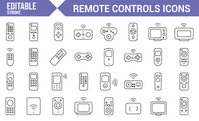 Collection of Editable Device Icons | Remote Controls, Game Controllers, and Gadgets