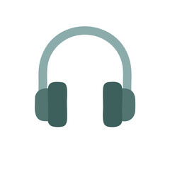 A flat illustration of  headphones.
