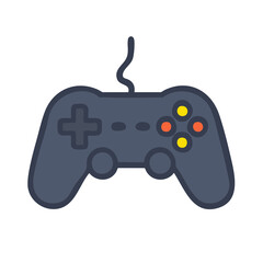 A flat illustration of a classic video game controller.