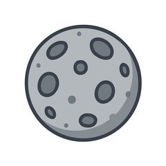Gray moon with craters vector illustration