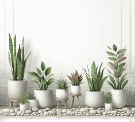 Foliage Study Indoor plants isolated watercolor vector illustration svg