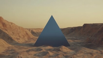 Surreal and imaginative, this artwork boasts a fantastic design with blue rocks, mountains, and a triangular portal, creating a unique virtual landscape