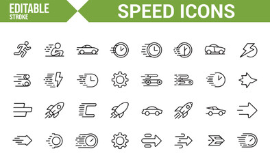 Icon Set for Speed and Movement | Vehicles, Arrows, and Racing Symbols